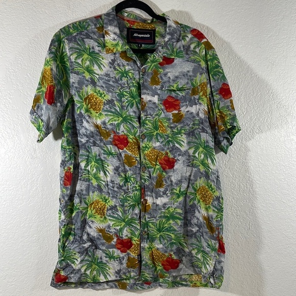 Aeropostale Other - Aeropostale Shirt Pineapple Hibiscus Hawaiian Mens Short Sleeve Size Large